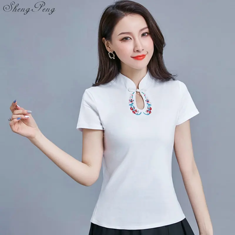 Женские китайские Топы винтажные рубашки Китайская одежда Tang tea guzheng кофточка Ципао традиционная G116 - Цвет: 4
