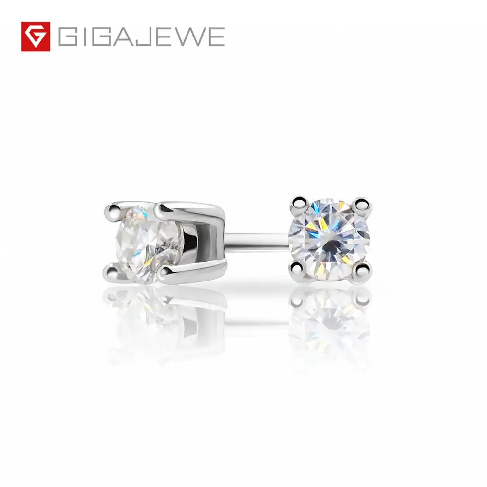 GIGAJEWE EF круглая огранка всего 0.2ct алмаз тест прошел Муассанит 18 к позолоченные 925 серебряные серьги ювелирные изделия подарок девушке