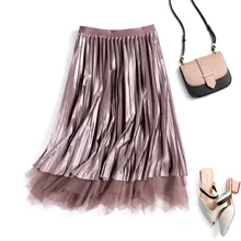 Pleuche плиссированные юбки, новая осенняя и зимняя сетчатая юбка нерегулярная плиссированная юбка реверсивная Черная вуаль Pleuche юбки