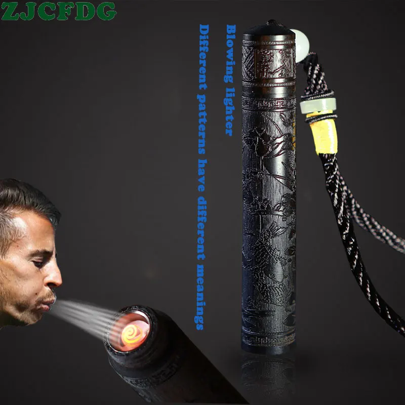 

Fire fold Creative USB charging lighter blowing a blowing sandalwood mini cigarette lighter retro advertising lighters
