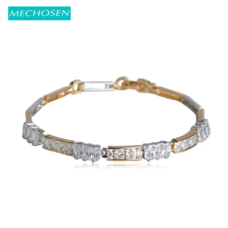 

MECHOSEN Summer Style Simple Bracelets For Women Cubic Zirconia Pulseira Gold Color Beautiful Crystal Rhinestone Bracelet Bijoux