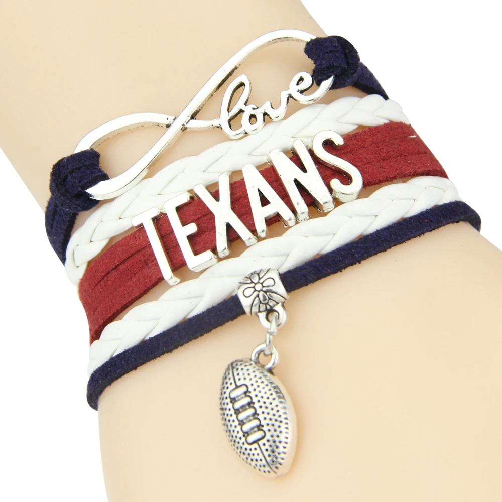 

Infinity Love Texans bracelet Sport Football team Charm bracelet & bangles for women men suede leather jewelry