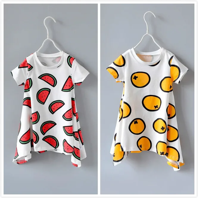 

2017 Summer Girls Kids Orange Watermelon Print dress