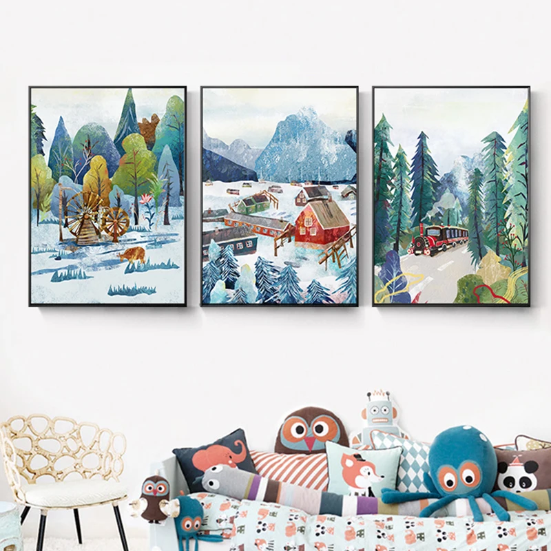 Fantastic-Children-s-Paradise-Canvas-Painting-Ice-World-Poster-Print-Wall-Art-Picture-For-Kids-Room (2)