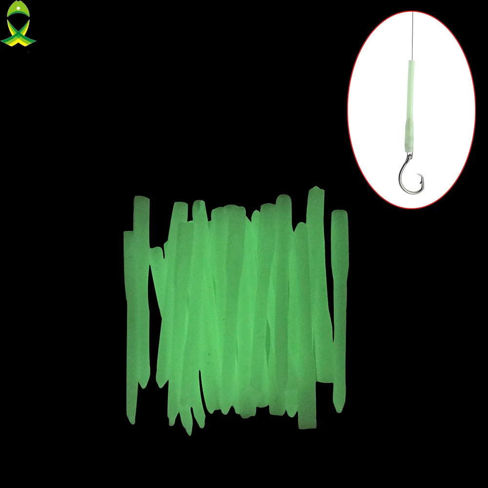 

JSM 25pcs/lot Luminous Glow Crimp Protectors Sleeve green soft Tube for fishing hook Attract fish for fishing lure tackle