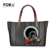 Forudesigns frauen handtaschen niedlichen hund dackel muster dame crossbody bbag für reise frauen designer grau sac ein haupt bolsos mujer