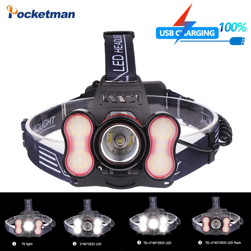 60000Lm T6 + 40 * 2835SMD светодиодный головной светильник sensation вспышка Фонарь Кемпинг