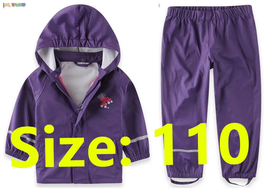 Г. Ограниченное предложение, Новая ветровка для мальчиков и девочек водонепроницаемый дождевик костюм русская детская весенне-осенняя куртка плащ, одежда и штаны - Цвет: Purple flat angle110