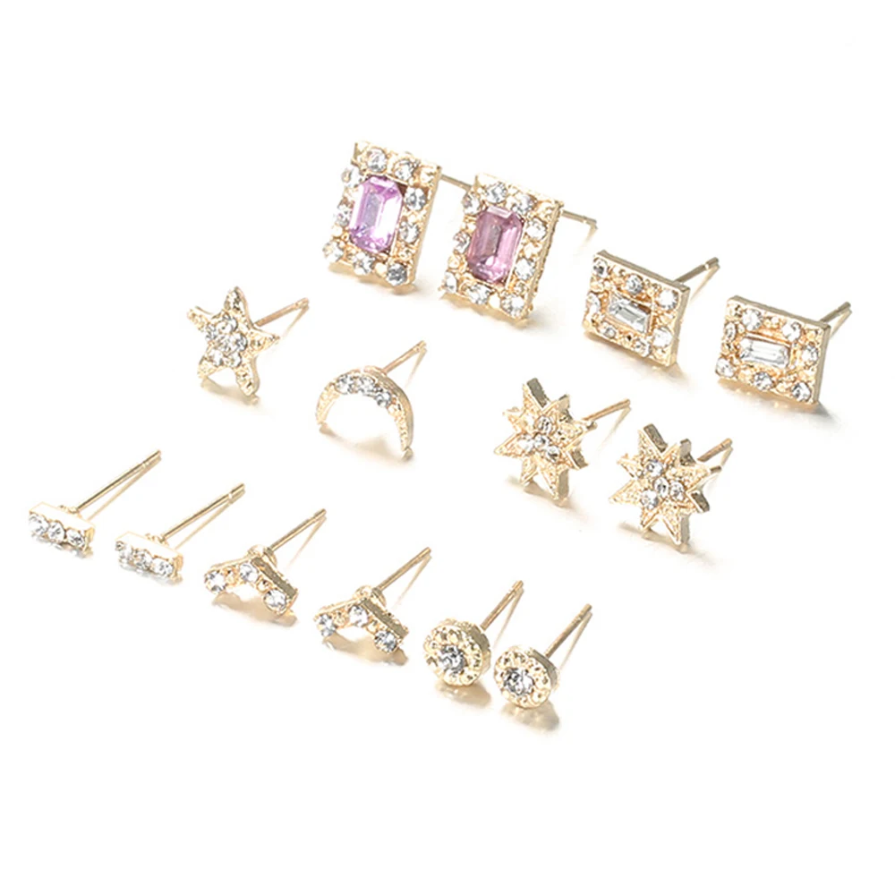 14-Pcs-Set-Women-Fashion-Star-Moon-Square-Round-Geometric-Crystal-Gold-Earrings-Set-Exquisite-Party (2)