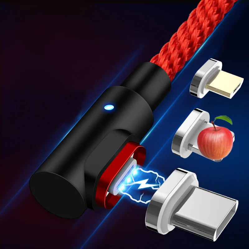 

Elbow Nylon Braided Magnetic Cable Usb Type C Cable & Micro Usb Cable QC3.0 3A Fast Charge Cable for Apple Android Type-c