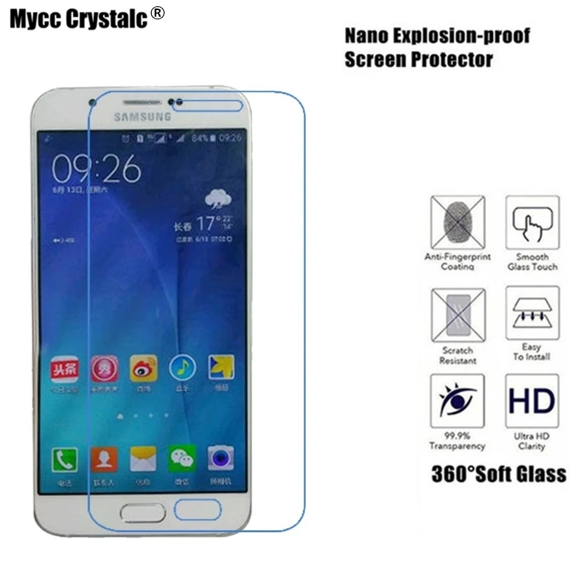 

Mycc crystalc Soft Glass Protection Film For Samsung Galaxy A8 SM-A800F SM-A8000 Film Nano Explosion-proof Screen Protector