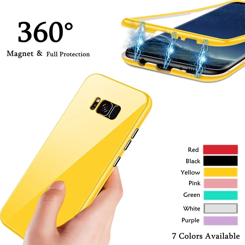 360 полная защита Магнитный чехол для Samsung Galaxy S7 edge S8 S9 Plus с магнитной адсорбцией