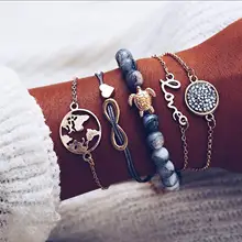 Lateefah Natuursteen звено цепи повязка с бисером набор Hart Handgemaakte из смолы, в стиле бохо Verstelbare Touw повязки для унисекс