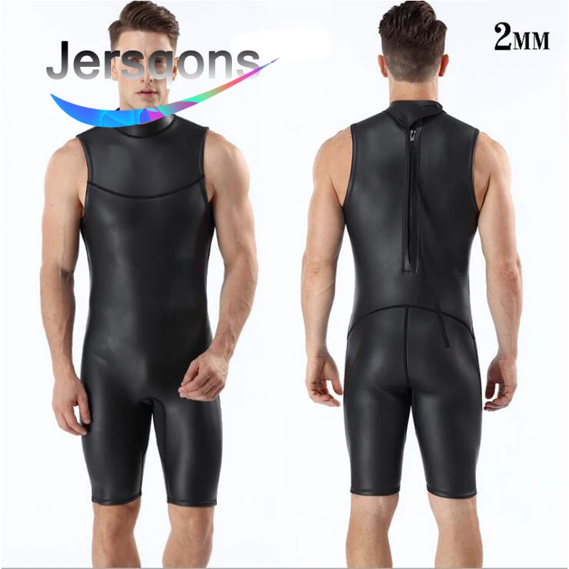 Jersqons Men 2mm Sleveeless Short Pants Smooth Skin Neoprene Triathlon