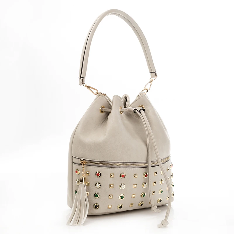 REPRCLA الفاخرة العلامة التجارية النساء دلو حقيبة أزياء شرابة حقيبة كتف عالية الجودة برشام حقيبة ساع حقائب بيد تقاطعية للسيدات حمل