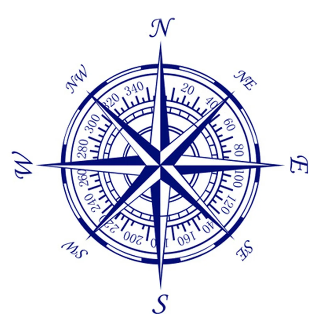 Compass Nautical Compass Rose Wall Art Stickers Decals Home DIY Decoration Wall Mural Removable ...