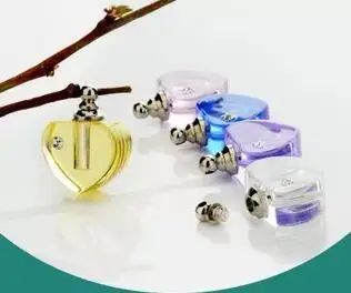 

screw cap mini heart Crystal vial pendant Perfume Essential oil aroma zircon bottle necklace name on rice art jewelry bottle jar
