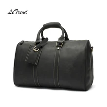 LeTrend деловая сумка из натуральной кожи, винтажная многофункциональная мужская сумка, Ретро сумка на плечо с тележкой, роскошные сумки для багажа