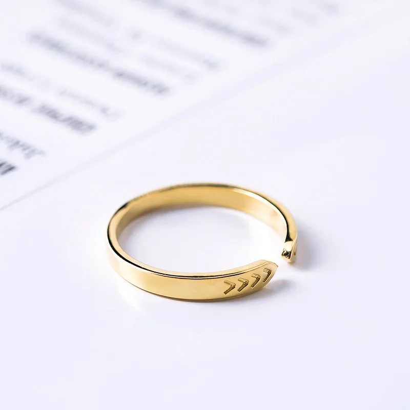 Direction arrow note golden open ring 100% Sterling 925 silver Jewelry Vintage Adjustable rings unisex gift free size ring