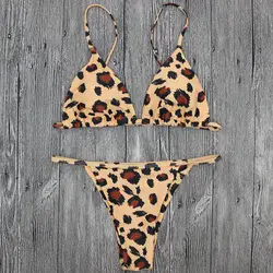 Сексуальный бразильский комплект бикини Yello Leopard Купальники для малышек Для женщин купальный костюм на бретельках palm