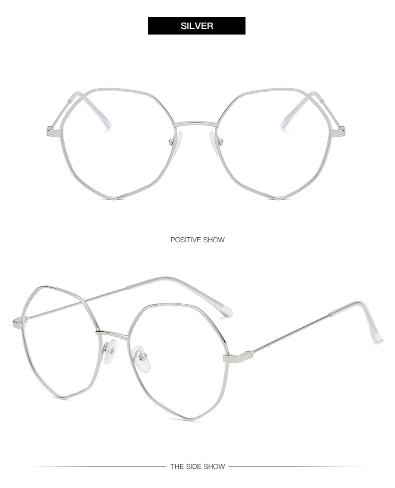 Модные мужские и женские очки оправа для очков многогранник большое плоское зеркало в раме металлические художественные Ретро Нерегулярные оправа для очков