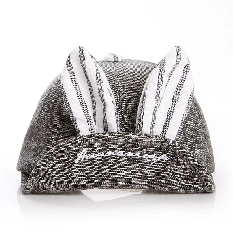 

New Spring Children's Baseball Hat Big Rabbit Ears Cap Korean Version Boys And Girls Blue And Black Cotton Cap CS26