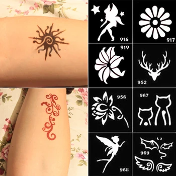 

10pcs Mini Henna Indian Tattoo Template Small Unisex Henna Tattoo Stencil Bird Fly Pattern DIY Airbrush Paint Mehndi