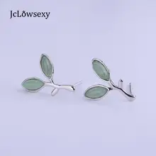 Новинка стерлингового серебра 925 Зеленый Опал листья бутоны серьги гвоздики для женщин гипоаллергенно модные ювелирные изделия лучшие подарки для девочек