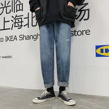 

2019 Summer Mne's Cargo Pocket Wash Jeans Tide Baggy Homme Casual Pants Biker Denim Mens Blue Color Trousers Plus Size M-2XL