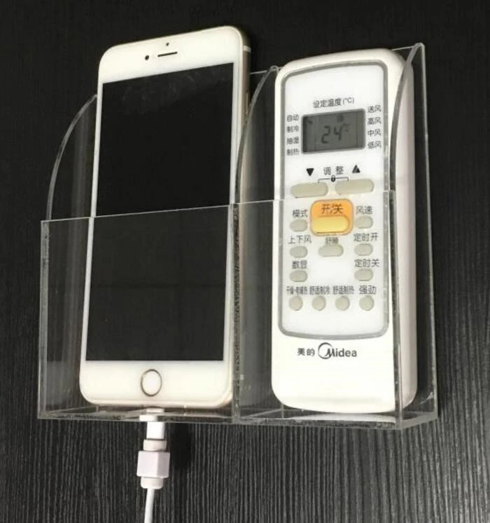 Wall Mount Black Acrylic Remote Control Storage Holder Organizer Box Stand New
