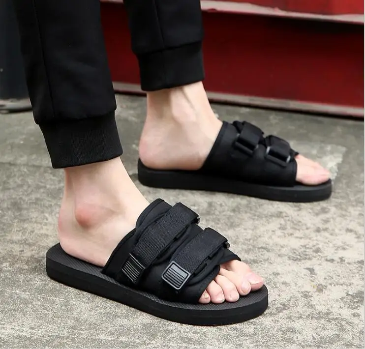 Tuziblobo Для мужчин и Для женщин тапочки EVA регулировать ленточный ремешок верхний флип-флоп на открытом воздухе черные Тапочки
