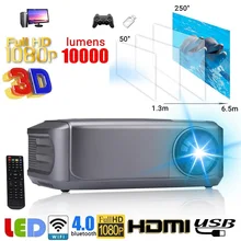 Портативный серый ЕС штекер HD 1080 P 3D светодиодный мини-проектор 10000 lumens1080P 1280*768 мультимедиа Контактное соотношение 3000: 1 для домашнего кинотеатра