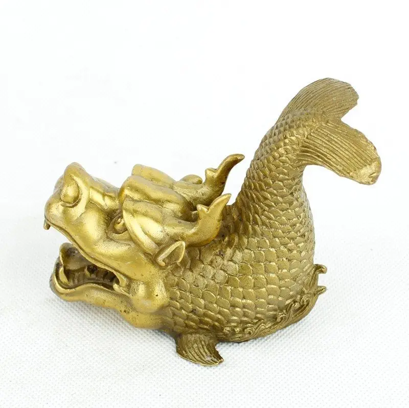 

Collection pure copper carved animal statues arowana dragon fish home decoration Feng Shui ornaments