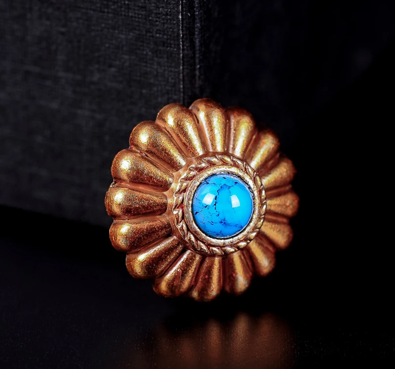 10 шт. Southwest Gold Flower этнический синий бирюзовый украшение для кожевенного ремесла |