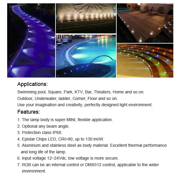 Conduziu a Lâmpada da Plataforma Ip68 de Alta Inoxidável Potência Rgb Luz Subterrânea Passo 3in1 12v Aço 3w Led 2 luz 3w rgb 3in1 12v conduziu a lâmpada da plataforma