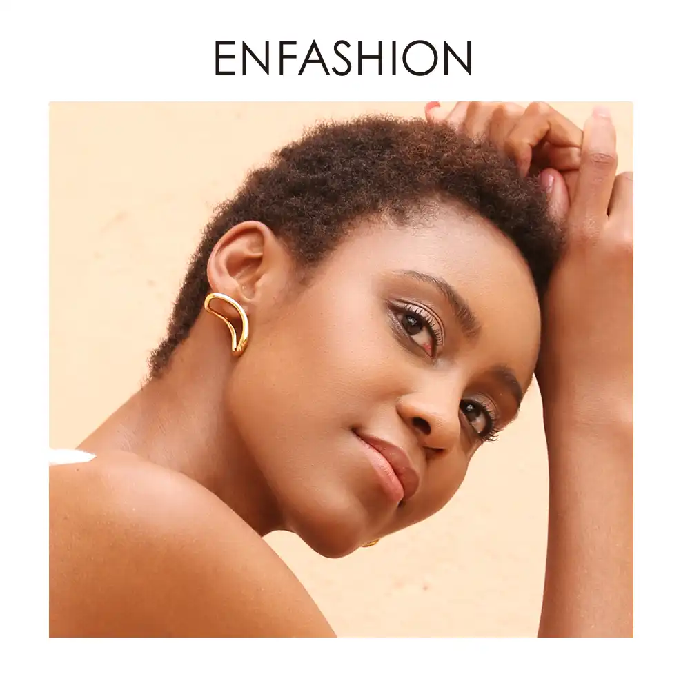 ENFASHION панк геометрический кривой серьги гвоздики для женщин золотой цвет трехмерные серьги, ювелирные изделия Oorbellen EC191026