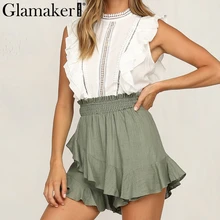 Glamaker Ruffles sexy high waist shorts Women loose skirt shorts casual summer mini shorts Female spring club slim beach bottoms