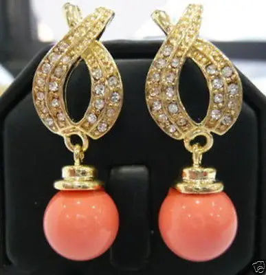 

Free shipping hot sale Women Bridal Wedding Jewelry >>Jewellery Beautiful Pink coral Earring