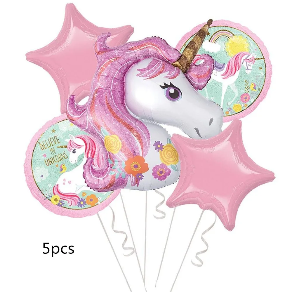 

LQDIANTANG Unicorn Theme balloons 18 inch star Round Balloon Birthday Party Decor Kids Rainbow Balloons Unicorn Party Supplies