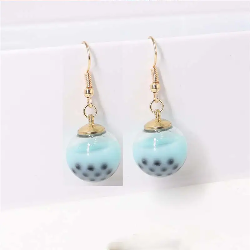 Personality Resin Milk Tea Drink Earring Girls Gifts Colors Candy Color Creative Unique Bubble Tea 45 Colors Drop Earrings 1Pair