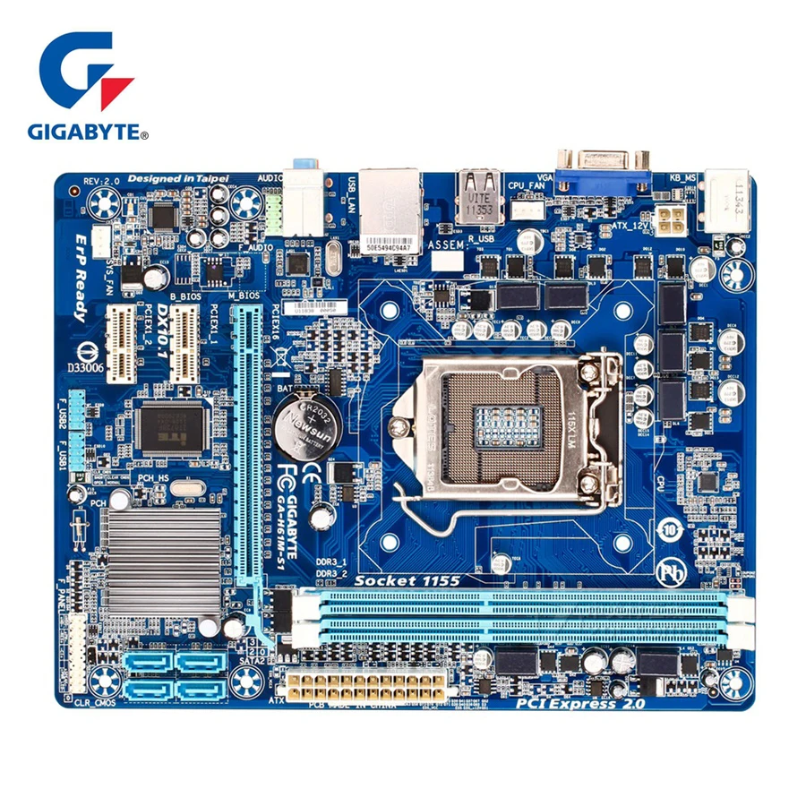 Оригинальная Материнская плата Gigabyte GA-H61M-S1 LGA 1155 DDR3 16G H61 H61M S1 настольная материнская плата SATA II используемая системная плата