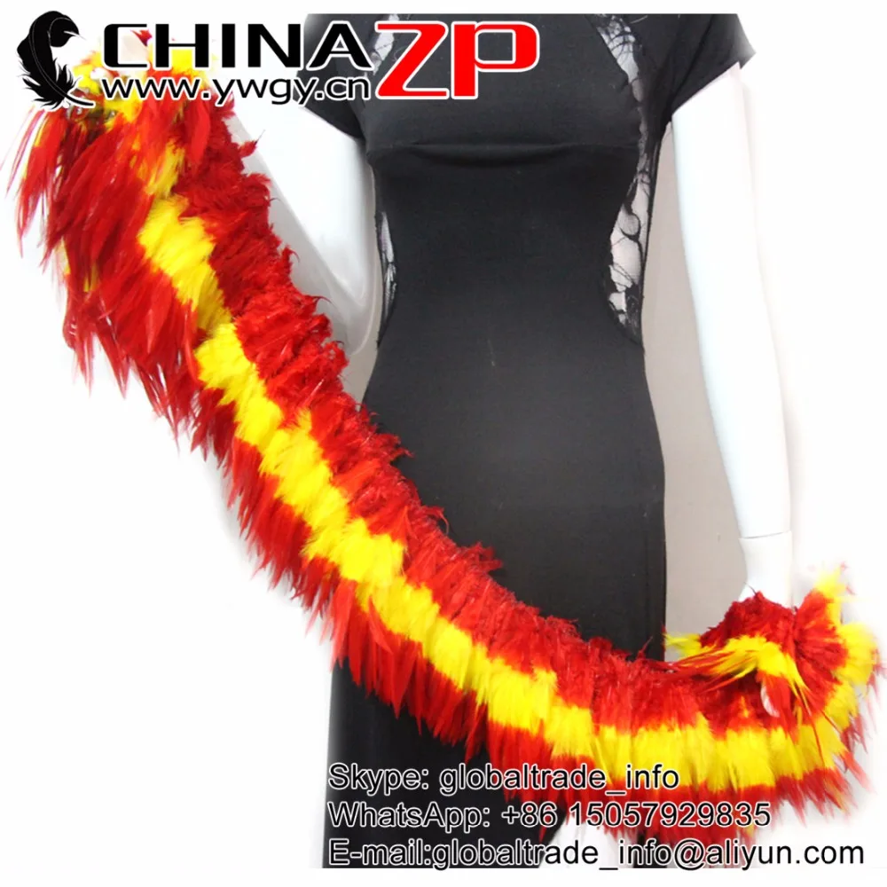 

New Design CHINAZP 850pieces/bundle 5 to 8inch Double Color Red Yellow Strung Rooster Saddle Feathers Wholesale Hair Extension