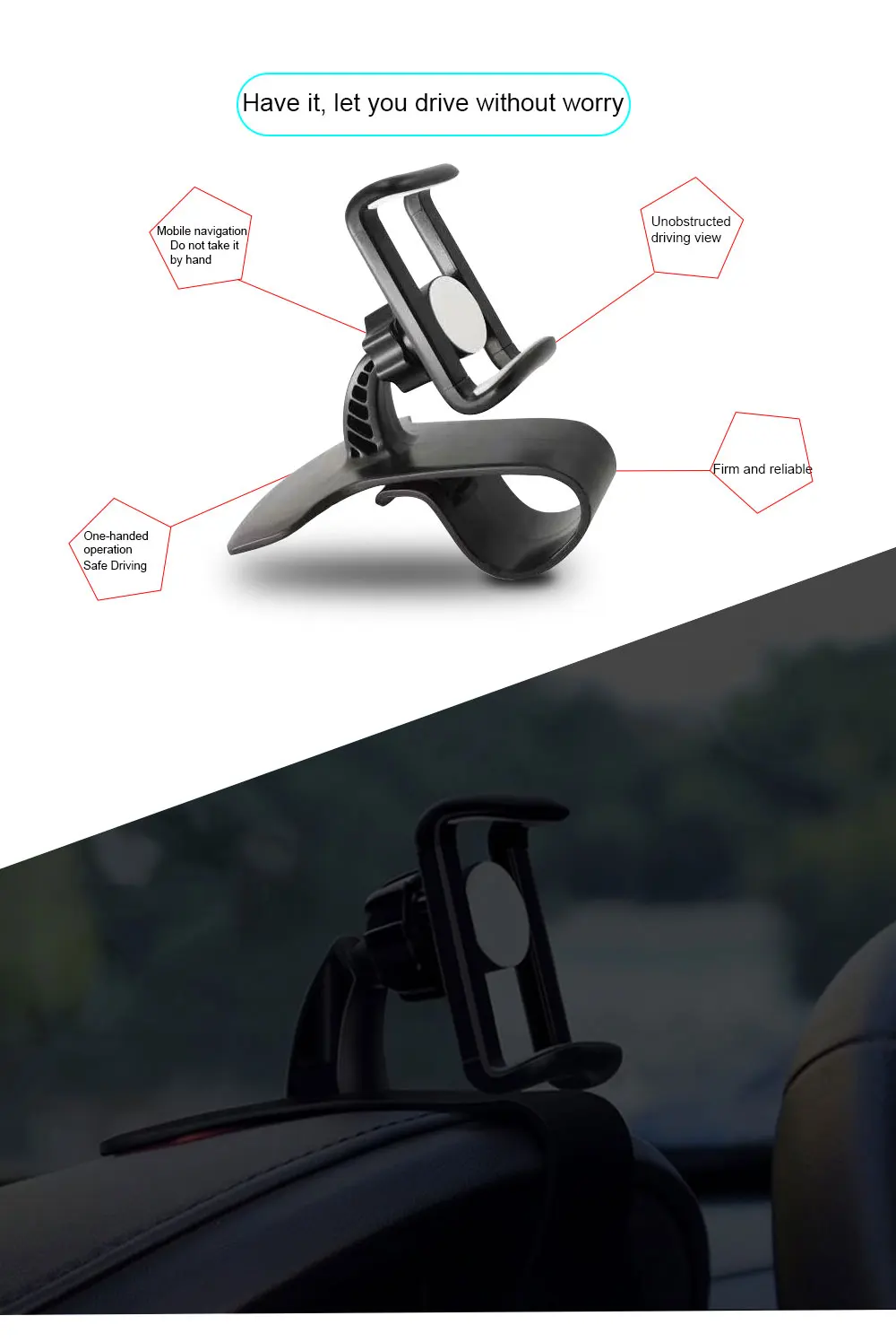 Ascromy Car Phone Mount Holder HUD Dashboard Stand For Xiaomi iPhone 7 8 X Samsung Galaxy S9 S8 Mobile Porta celular Accessories (3)