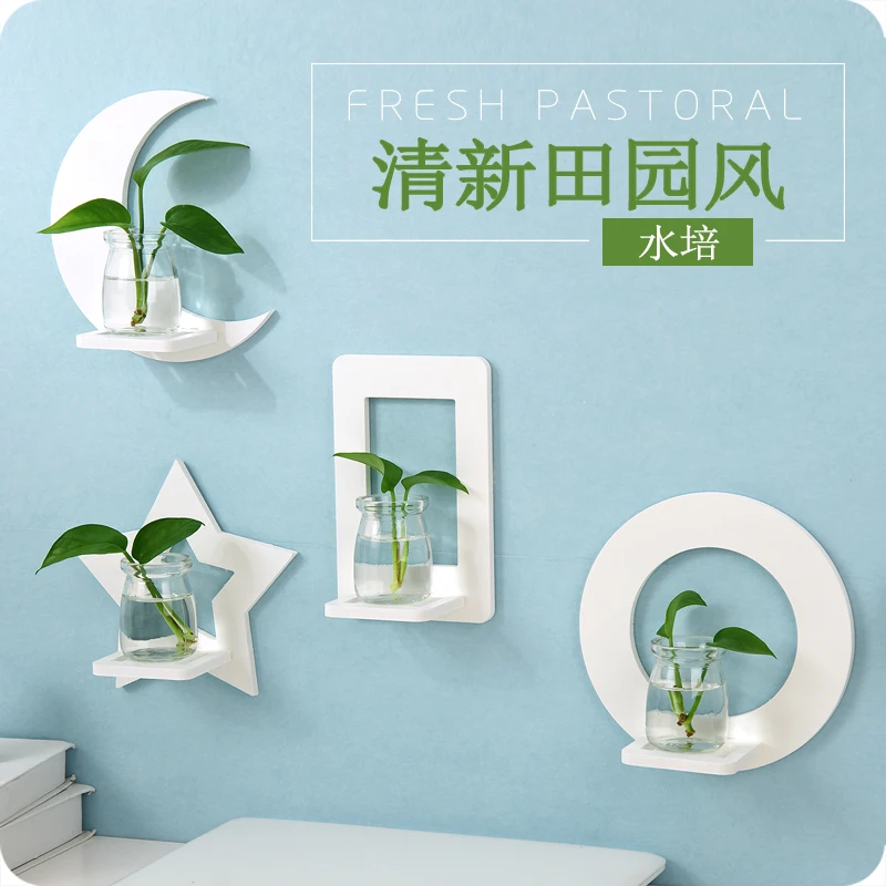

1pc Creative Wall Decorative Shelf Household Wall Water Culture Vase Flower Stand Wall Potted Storage Rack(not include bottle)