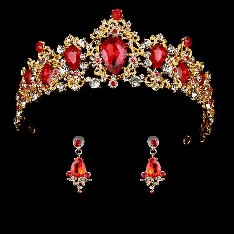 Большие стразы, свадебная корона, свадебные диадемы, Корона невесты и серьги, повязка на голову, свадебные аксессуары, диадема, украшение для волос