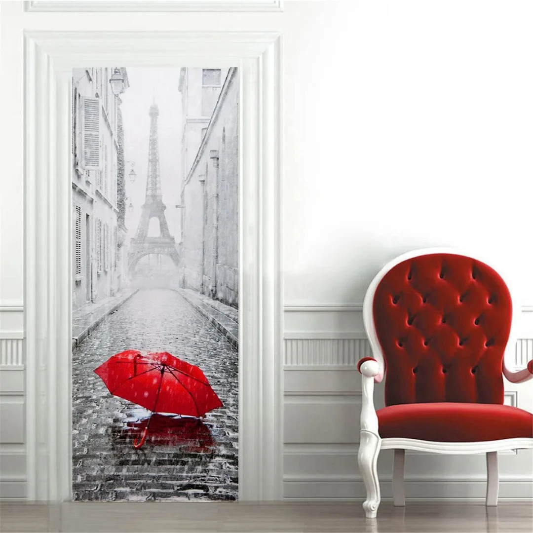 Fashion 3D Self Adhesive Scenery Door Wall Fridge Sticker Decals Wrap Mural Home Decor