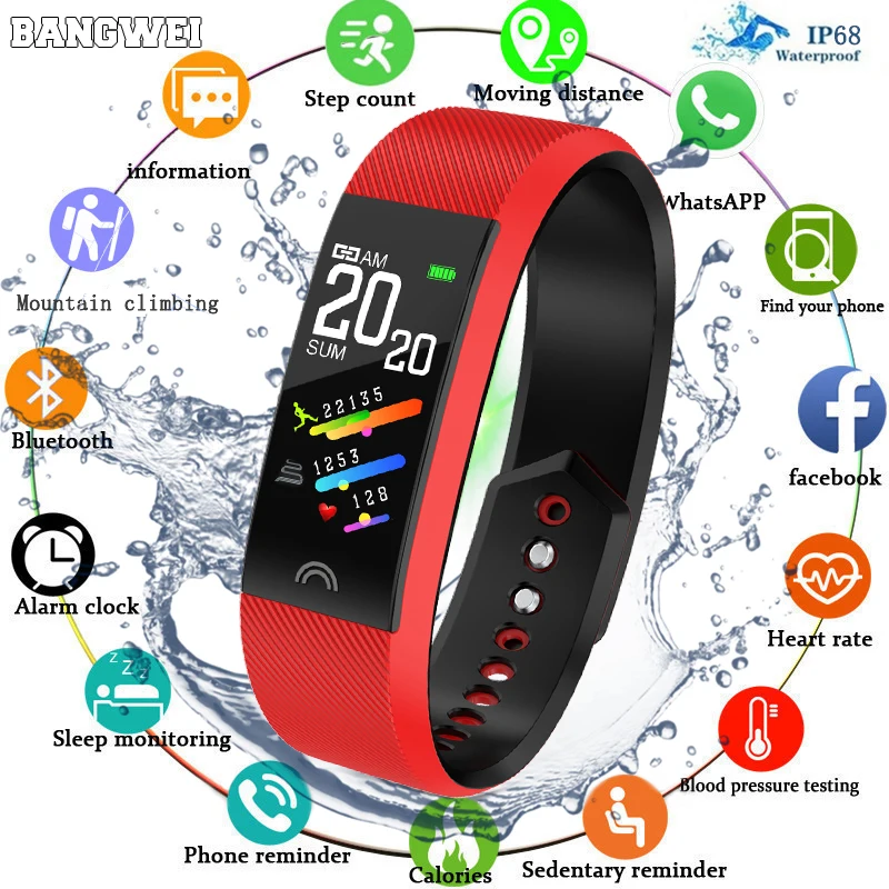 

BANGWEI New Smart watch Men Women Heart Rate Monitor Waterproof Fitness Tracker Pedometer Bluetooth Smartwatch Relogio masculino