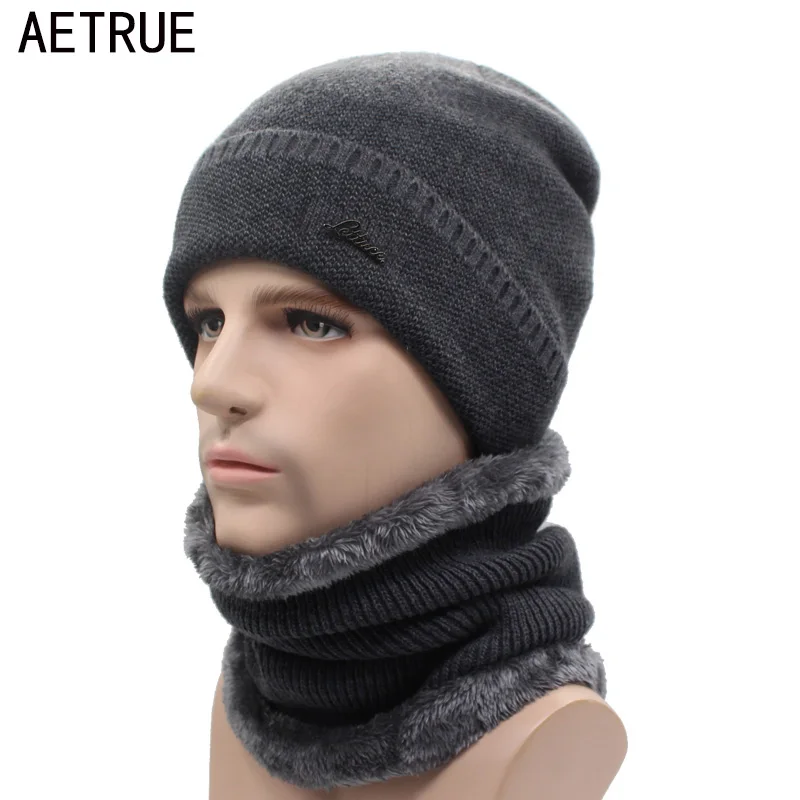 AETRUE бренд зимняя шапка вязаные шапки для мужчин женщин шарф шапки маска капор теплые зимние шапочки для зимняя шапочки шапка