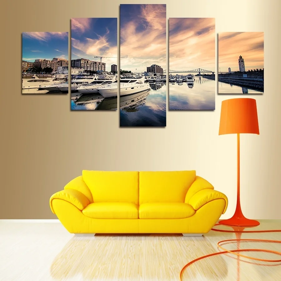 Living Room Wall 5 Panel Canvas Art Oil Paintings Modern Landscape