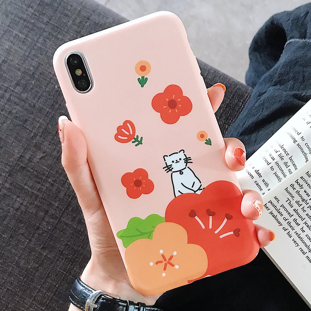 KIPX1123A_1_JONSNOW Solid Liquid Soft Silicone Case For iPhone X XR XS Max 6 6S 7 8 Plus Cases Painted Cartoon Chick Cat Pattern TPU Cover